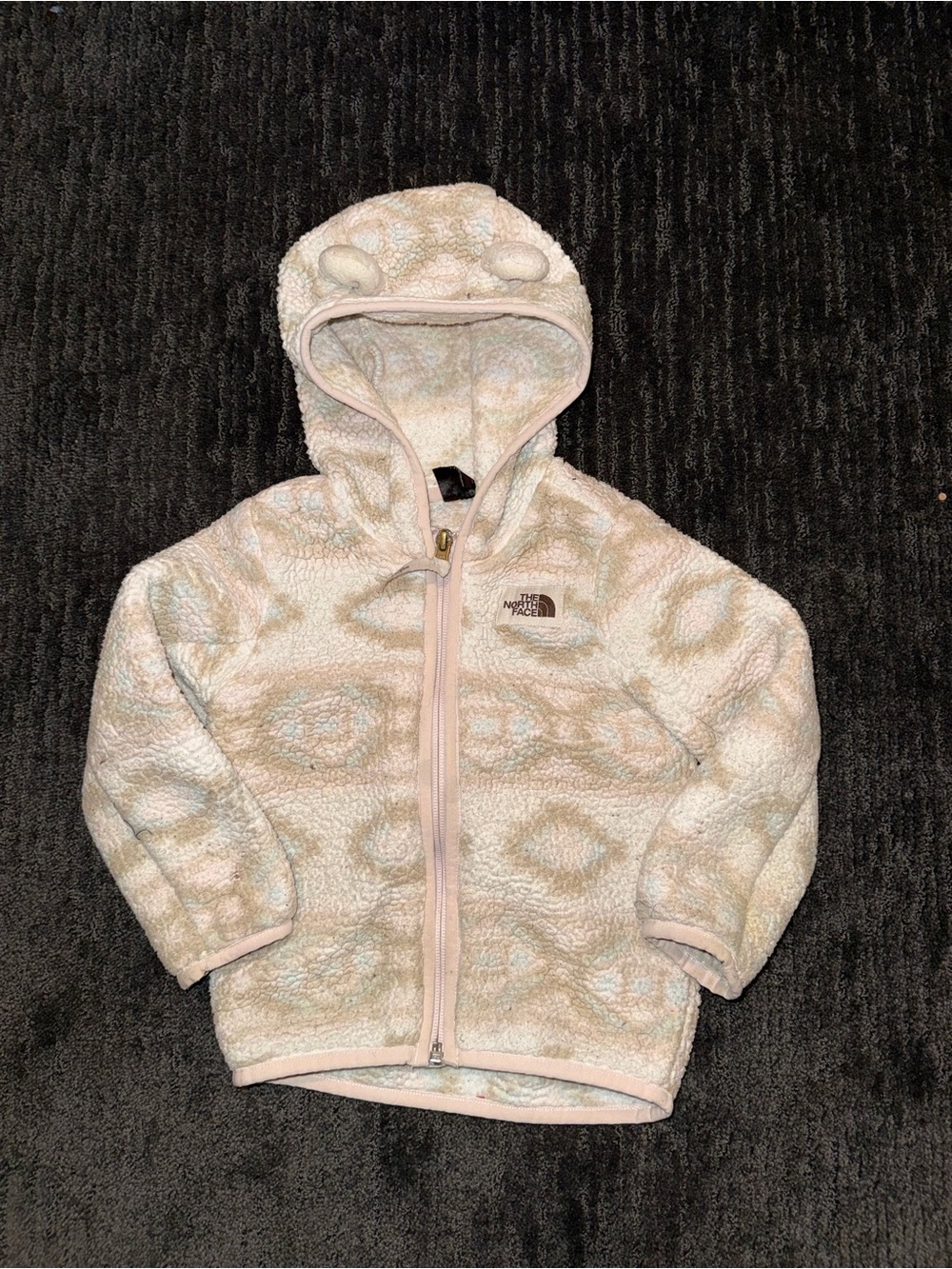 The North Face Girls Cream Patterned Sherpa Hoodie